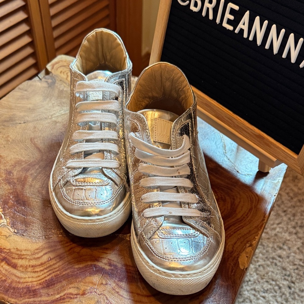 MM6 Maison Margiela Women’s Size 36 Silver Metallic Alligator Pattern Sneakers